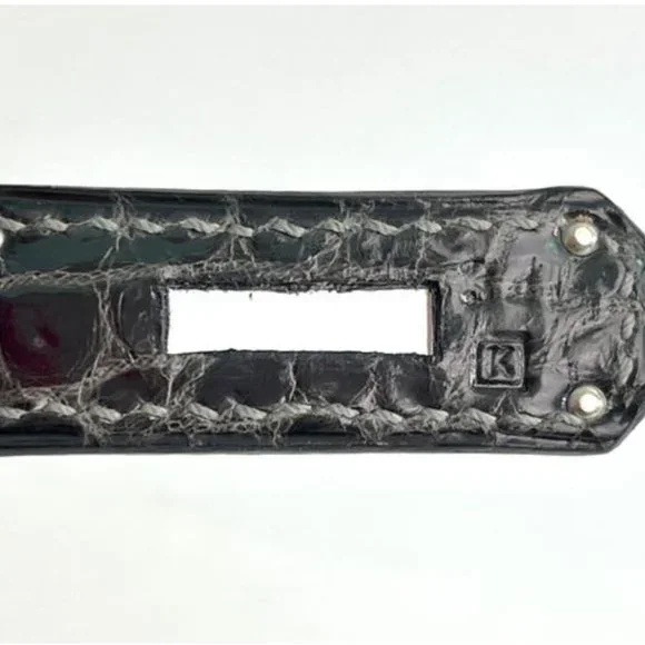 Hermes Shiny Porosus Crocodile Skin Birkin 35 w Palladium HW in Graphite - Picture 12 of 13